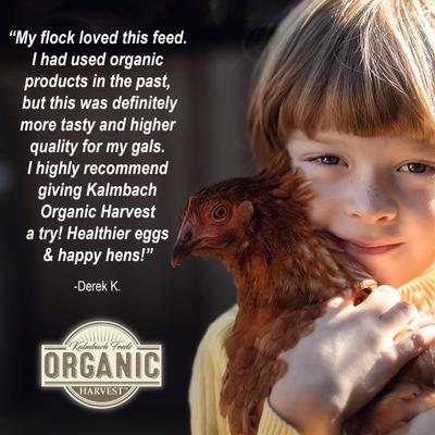 Show full view: Kalmbach Feeds Organic Harvest 17% Protein Layer Pellets Chicken Feed, 25-lb bag slide 7 of 9