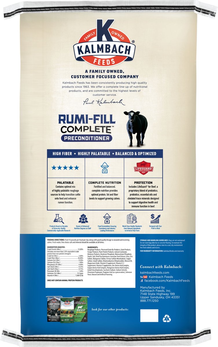 KALMBACH FEEDS RumiFill Complete Preconditioner Cattle Feed, 50lb bag