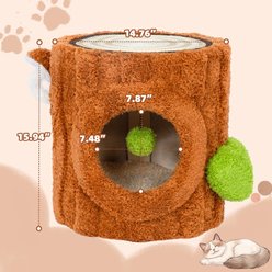 KAMABOKO Indoor Natural Solid Wood 15.9-in Cotton Modern Small Cat Tree with Perch & Hideout, Green slide 2 of 6