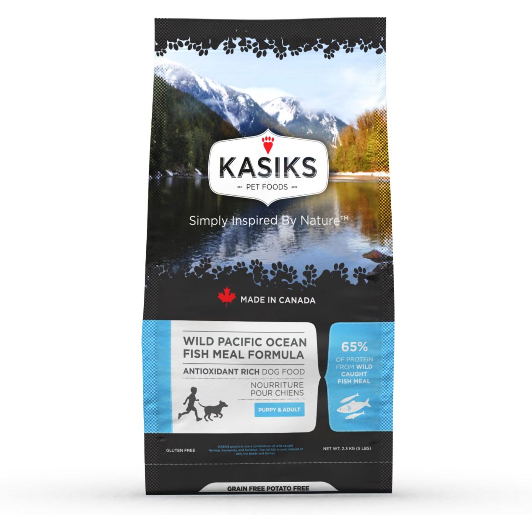 KASIKS Wild Pacific Ocean Fish Meal Formula Dry Dog Food, 5-lb bag