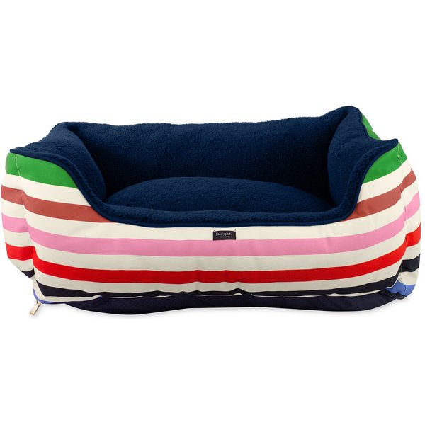 Kate Spade New York Adventure Stripe Bolster Dog Bed with Removable Cover