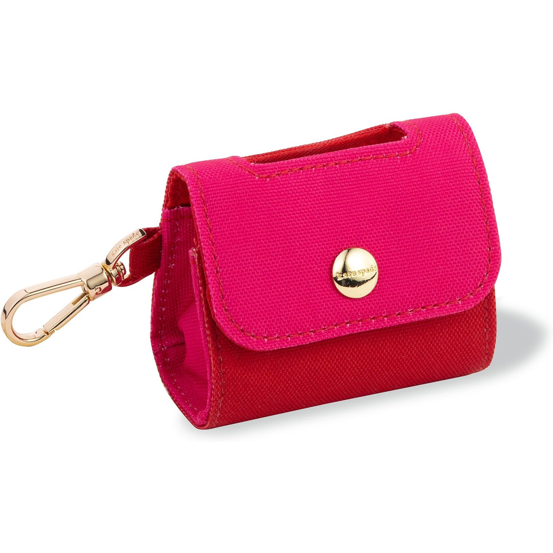 Kate Spade New York Leash Attachment Dog Poop Bag Holder with Bags, 15 count, Red & Pink Colorblock