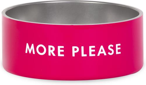 Show full view: Kate Spade New York Non-Skid Stainless Steel Dog Bowl, More Please, Small: 2-cup slide 1 of 2