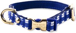 Kate Spade New York Polyester Dog Collar, Navy Gingham, X-Small: 8 to 11-in neck, 1/2-in wide