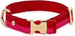 Kate Spade New York Polyester & Nylon Standard Dog Collar, Red & Pink Colorblock, Small: 11 to 15-in neck, 3/4-in wide