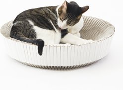 Katris Pre-Assembled Nest Scratcher Lounge Cat Bed, White, Medium