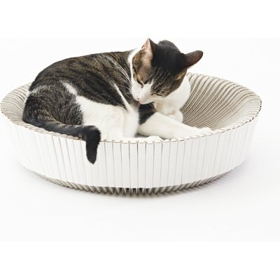 Katris Katris Pre-Assembled Nest Scratcher Lounge Cat Bed, White, Medium