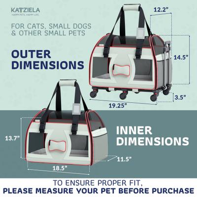 Show full view: Katziela Bone Cruiser Pro Airline Approved Bag Dog & Cat Carrier, Gray & Red, 16-in slide 2 of 9