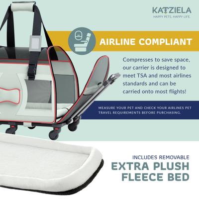 Show full view: Katziela Bone Cruiser Pro Airline Approved Bag Dog & Cat Carrier, Gray & Red, 16-in slide 7 of 9