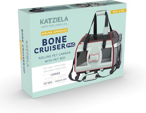 Show full view: Katziela Bone Cruiser Pro Airline Approved Bag Dog & Cat Carrier, Gray & Red, 16-in slide 9 of 9