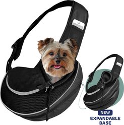 Katziela Expandable Sling Dog & Cat Carrier, Small, Black