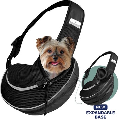 Katziela Katziela Expandable Sling Dog & Cat Carrier, Small, Black
