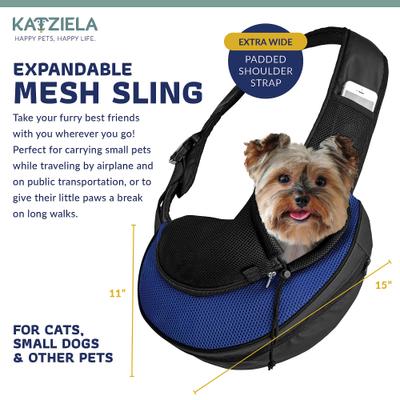 Show full view: Katziela Expandable Sling Dog & Cat Carrier, Small, Blue slide 3 of 7