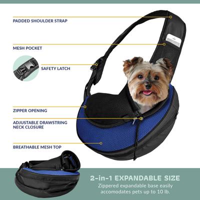Show full view: Katziela Expandable Sling Dog & Cat Carrier, Small, Blue slide 4 of 7