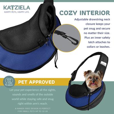 Show full view: Katziela Expandable Sling Dog & Cat Carrier, Small, Blue slide 5 of 7
