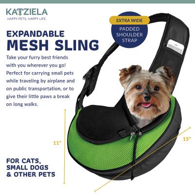 Show full view: Katziela Expandable Sling Dog & Cat Carrier, Small, Green slide 3 of 6
