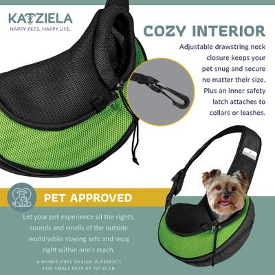 Show full view: Katziela Expandable Sling Dog & Cat Carrier, Small, Green slide 4 of 6