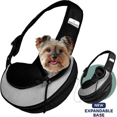 Katziela Katziela Expandable Sling Dog & Cat Carrier, Small, Grey
