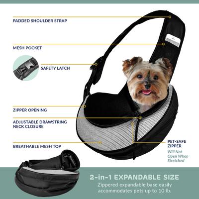 Show full view: Katziela Expandable Sling Dog & Cat Carrier, Small, Grey slide 3 of 5