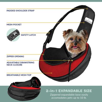 Show full view: Katziela Expandable Sling Dog & Cat Carrier, Small, Red slide 2 of 5