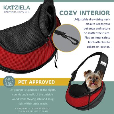 Show full view: Katziela Expandable Sling Dog & Cat Carrier, Small, Red slide 3 of 5