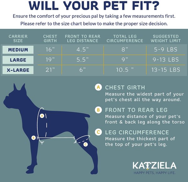 Show full view: Katziela Kangaroo Pouch Breathable Mesh Dog Carrier, Large slide 5 of 8