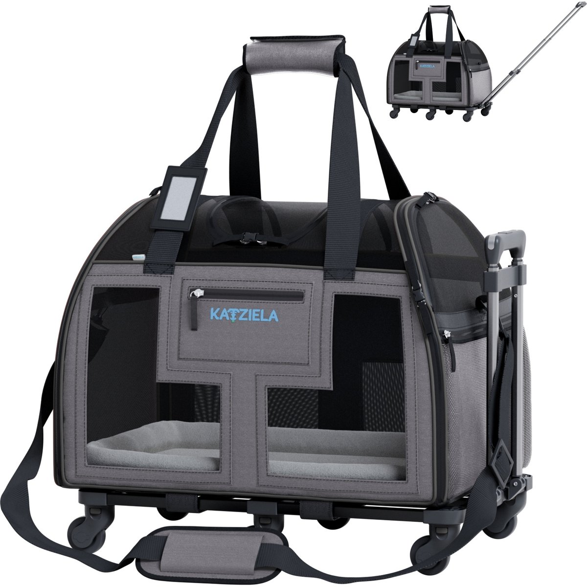 Katziela Luxury Lorry Pro Airline Approved Bag Dog & Cat Carrier, Dark Gray, 16-in
