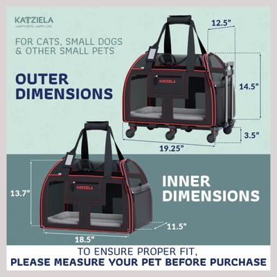 Show full view: Katziela Luxury Lorry Pro Removable Wheels & Double Telescopic Handle Dog & Cat Carrier, Black & Red slide 2 of 9