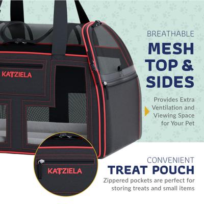 Show full view: Katziela Luxury Lorry Pro Removable Wheels & Double Telescopic Handle Dog & Cat Carrier, Black & Red slide 6 of 9