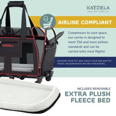 Show full view: Katziela Luxury Lorry Pro Removable Wheels & Double Telescopic Handle Dog & Cat Carrier, Black & Red slide 7 of 9