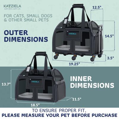 Show full view: Katziela Luxury Lorry Pro Removable Wheels & Double Telescopic Handle Dog & Cat Carrier, Gray slide 2 of 9