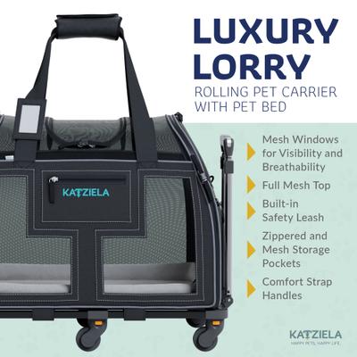 Show full view: Katziela Luxury Lorry Pro Removable Wheels & Double Telescopic Handle Dog & Cat Carrier, Gray slide 4 of 9
