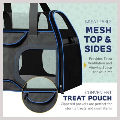 Show full view: Katziela Luxury Rider Pro Removable Wheels & Double Telescopic Handle Airline-Approved Dog & Cat Carrier Bag, Black & Blue slide 5 of 7