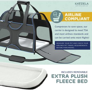 Katziela Luxury Rider Pro Removable Wheels & Double Telescopic Handle Airline-Approved Dog & Cat Carrier Bag, Black & Blue