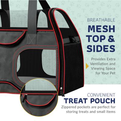 Show full view: Katziela Luxury Rider Pro Removable Wheels & Double Telescopic Handle Airline-Approved Dog & Cat Carrier Bag, Black & Red slide 6 of 10