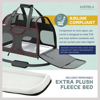 Show full view: Katziela Luxury Rider Pro Removable Wheels & Double Telescopic Handle Airline-Approved Dog & Cat Carrier Bag, Black & Red slide 7 of 10