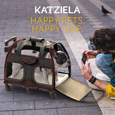 Show full view: Katziela Luxury Rider Pro Removable Wheels & Double Telescopic Handle Airline-Approved Dog & Cat Carrier Bag, Black & Red slide 8 of 10