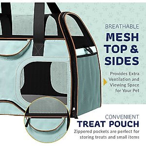 Katziela Luxury Rider Pro Removable Wheels & Double Telescopic Handle Airline-Approved Dog & Cat Carrier Bag, Blue/Brown