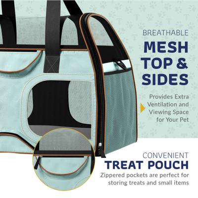 Show full view: Katziela Luxury Rider Pro Removable Wheels & Double Telescopic Handle Airline-Approved Dog & Cat Carrier Bag, Blue/Brown slide 6 of 9