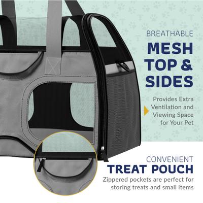 Show full view: Katziela Luxury Rider Pro Removable Wheels & Double Telescopic Handle Airline-Approved Dog & Cat Carrier Bag, Gray slide 5 of 9