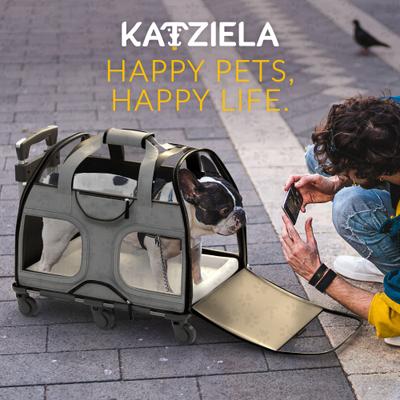Show full view: Katziela Luxury Rider Pro Removable Wheels & Double Telescopic Handle Airline-Approved Dog & Cat Carrier Bag, Gray slide 7 of 9