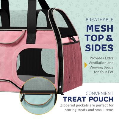 Show full view: Katziela Luxury Rider Pro Removable Wheels & Double Telescopic Handle Airline-Approved Dog & Cat Carrier Bag, Pink/White slide 6 of 9