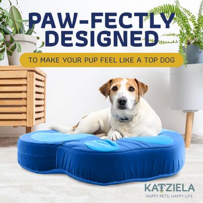 Show full view: Katziela Paw Shaped Pillow Dog & Cat Bed, Blue, Large: 40-in slide 4 of 7