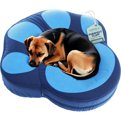 Katziela Katziela Paw Shaped Pillow Dog & Cat Bed, Blue, Medium: 30-in