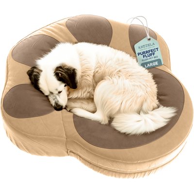 Katziela Katziela Paw Shaped Pillow Dog & Cat Bed, Coconut Brown, Large: 40-in