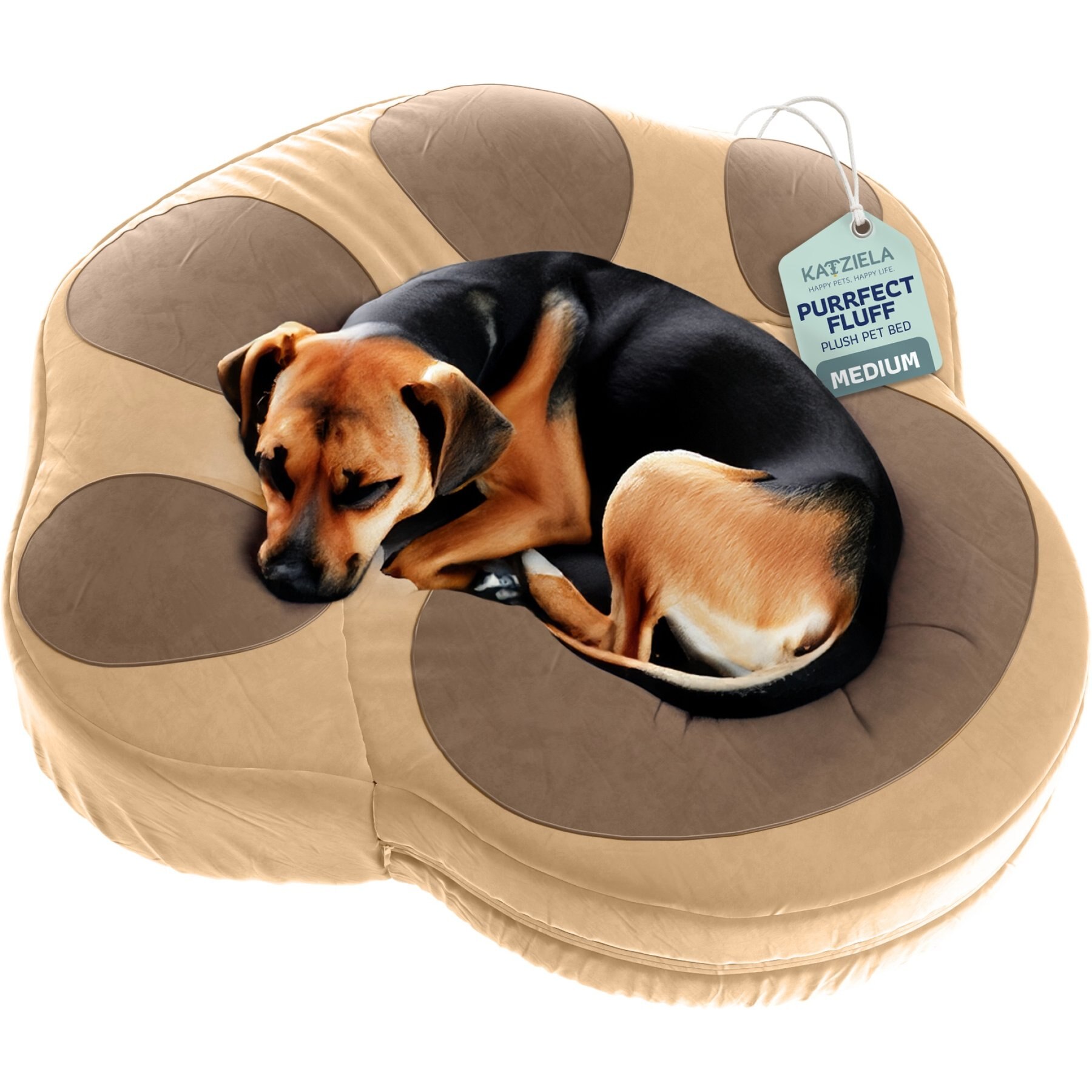 Katziela Paw Shaped Pillow Dog & Cat Bed, Coconut Brown, Medium: 30-in