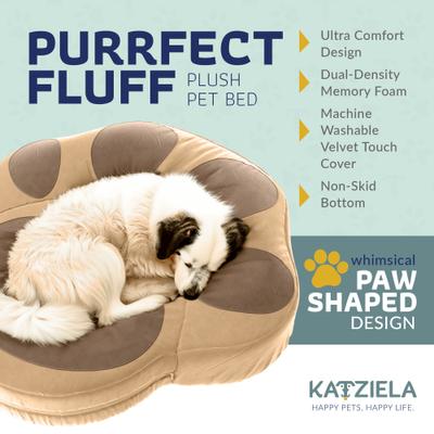 Show full view: Katziela Paw Shaped Pillow Dog & Cat Bed, Coconut Brown, Medium: 30-in slide 3 of 6