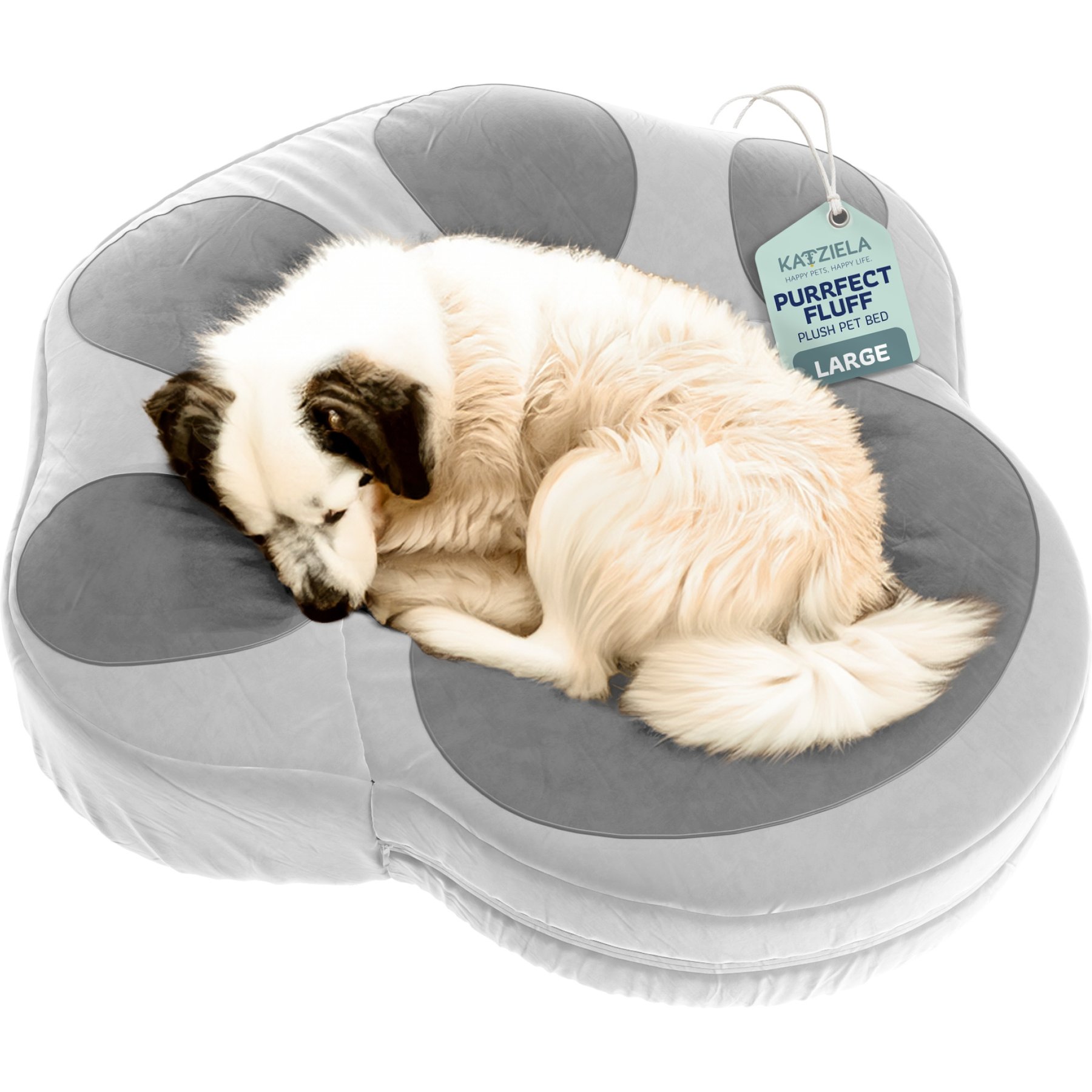 Katziela Paw Shaped Pillow Dog & Cat Bed, Gray, Large: 40-in