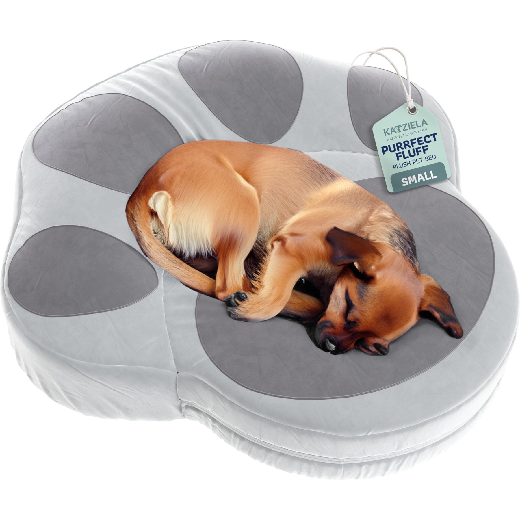 Katziela Paw Shaped Pillow Dog & Cat Bed, Gray, Small: 25-in