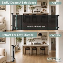 Katziela PawBarrier Retractable Mesh Hardware Mounted Dog Gate, Black, Large: 40-in slide 2 of 8